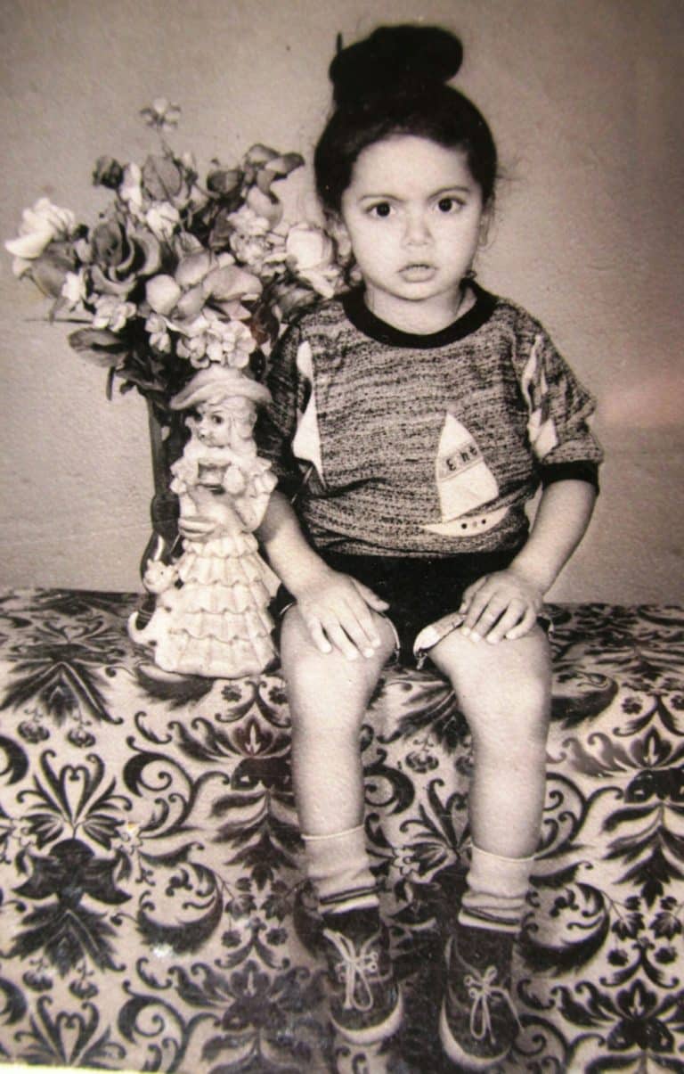 Black and white photo of Nishant as a young child