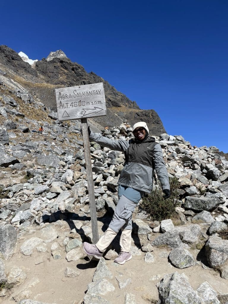 Emma hiking to Machu Picchu